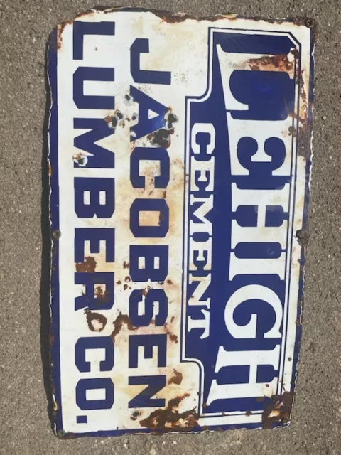 Vintage Antique Porcelain Lehigh Cement Advertising Sign 1920's?
