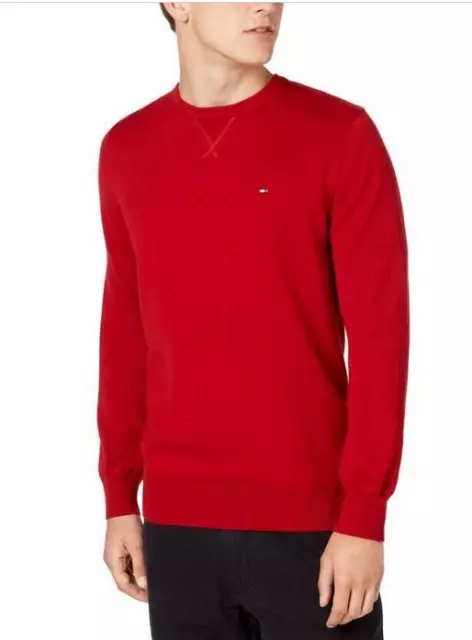 Tommy Hilfiger Men's  Signature Crew Neck Sweater (Chili Pepper Red L)NWT