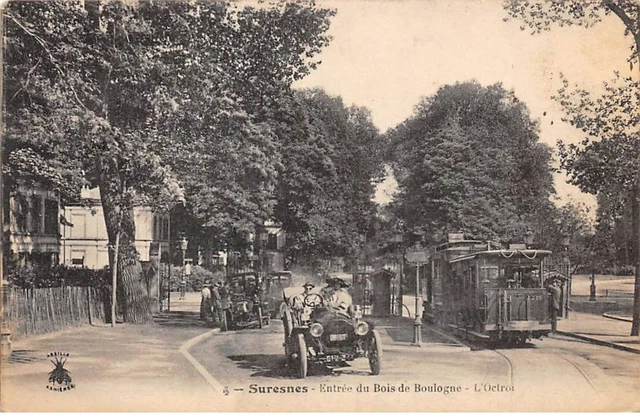 92.AM17676.Suresnes.N°4.Entrée du bois de Boulogne.L'octroi.Tramway