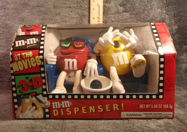 M&M's At The Movies In 3-D Candy Dispenser New In Box Red and Yellow
