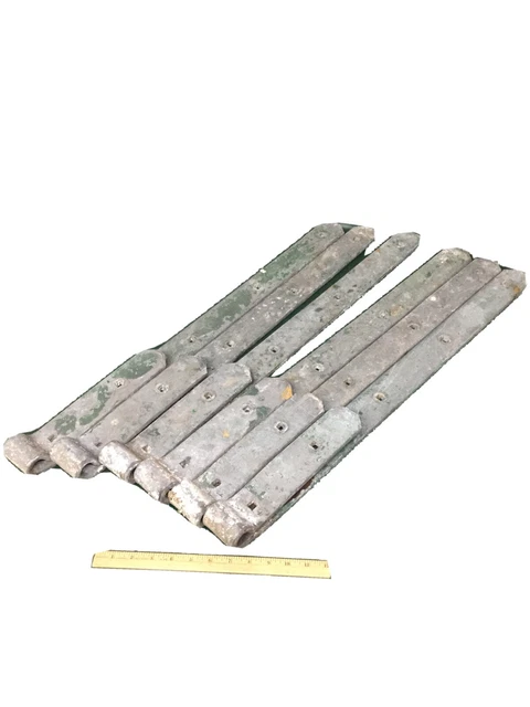 6 Galvinized Rustic Farm Barn Gate Strap Hinges  32" x 2.25"  for  3/4" pins