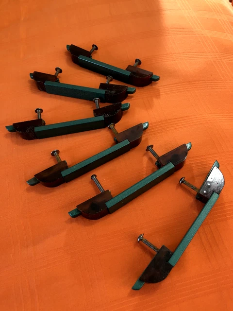 6 High Art Deco 5-Piece  Drawer Pulls Green & Brown 2.75" Between Holes Superb