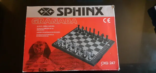 Schachset Elektronische Sphinx Granada Vintage Brettspiel 64 Level