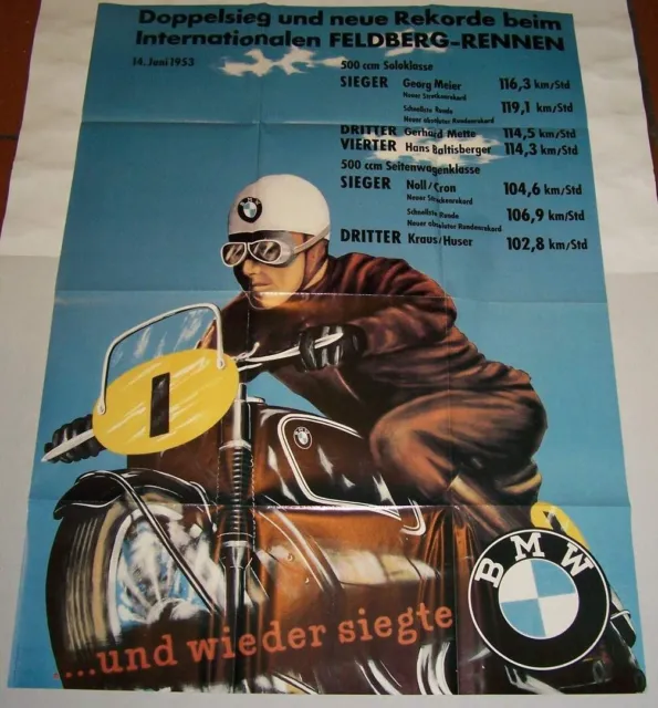 Plakat BMW Feldberg Rennen 1953 Motorrad Seitenwagen etc 83x57 cm Motorsport RP