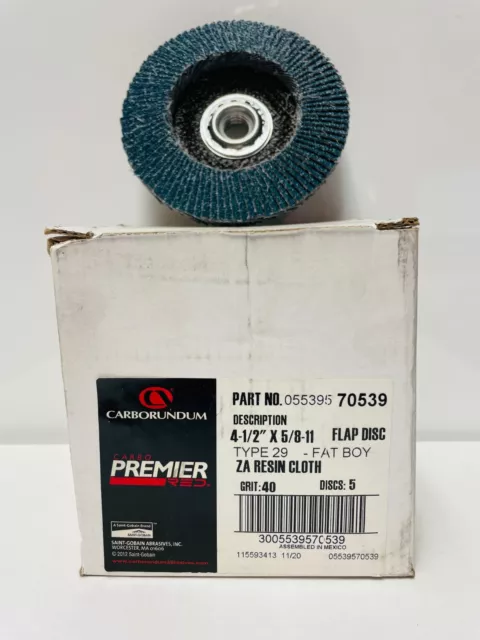 Carborundum 70539 Flap Disc 4-1/2"X5/8-11" 40 Grit 5 Per Box