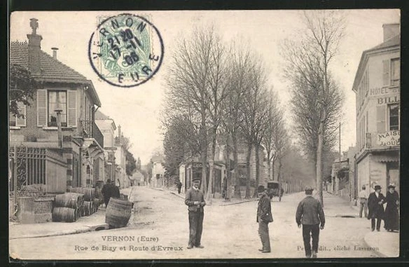 CPA Vernon, Rue de Bizy et Route d´Evreux 1906