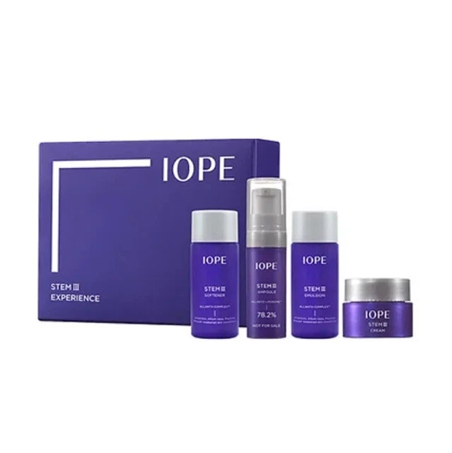 IOPE Stem III Experience 4 piezas kit de muestra de tóner ampolla emulsión crema