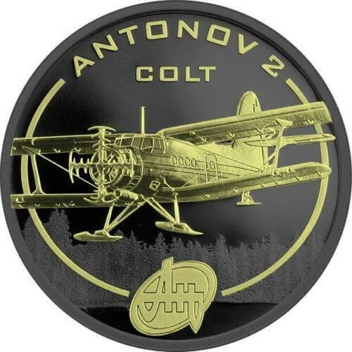 Cook Isl. 2008 1$ Antonov Aircraft Ruthenium & Gilded - AN-2 1 Oz Silbermünze
