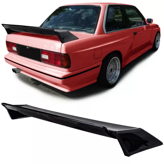 Para BMW 3er E30 Limo Cabrio 1982-1993 Alerón Trasero Evo Deporte Negro Brillo