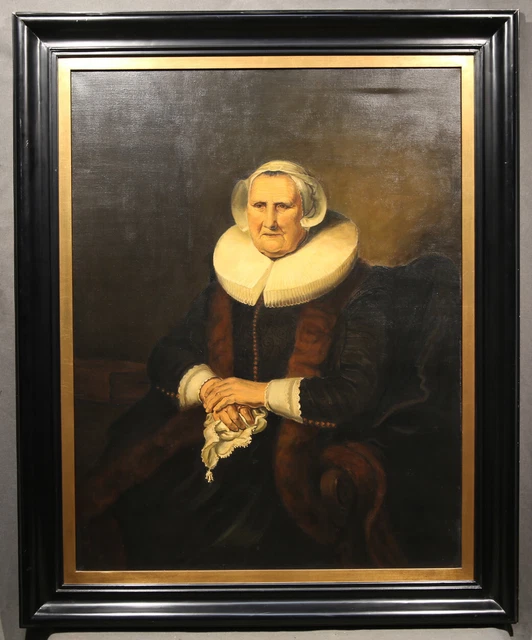 Late 19th Century Dutch Style Oil Painting of Old Lady Copy of Ferdinand Bol