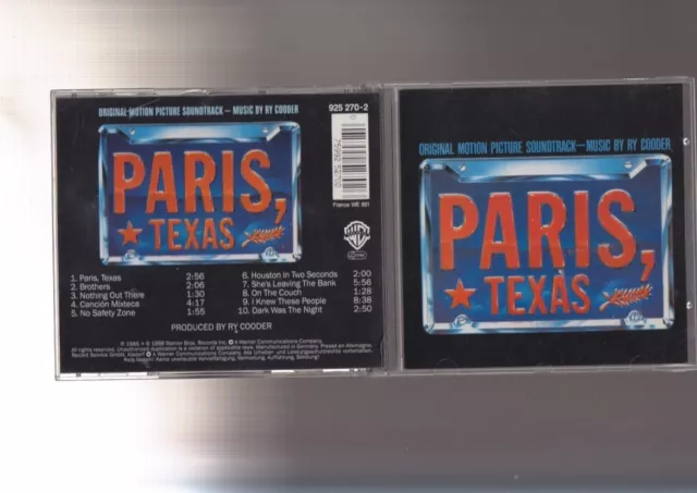 PARIS TEXAS Original Motion Soundtrack Music by Ry Cooder CD