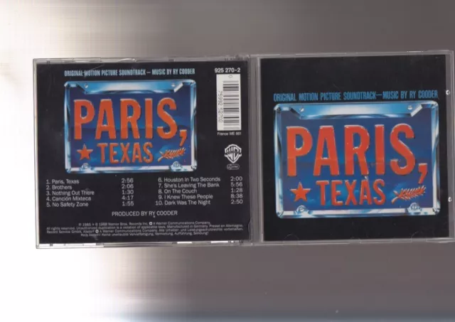 PARIS TEXAS original motion Soundtrack music by Ry Cooder CD