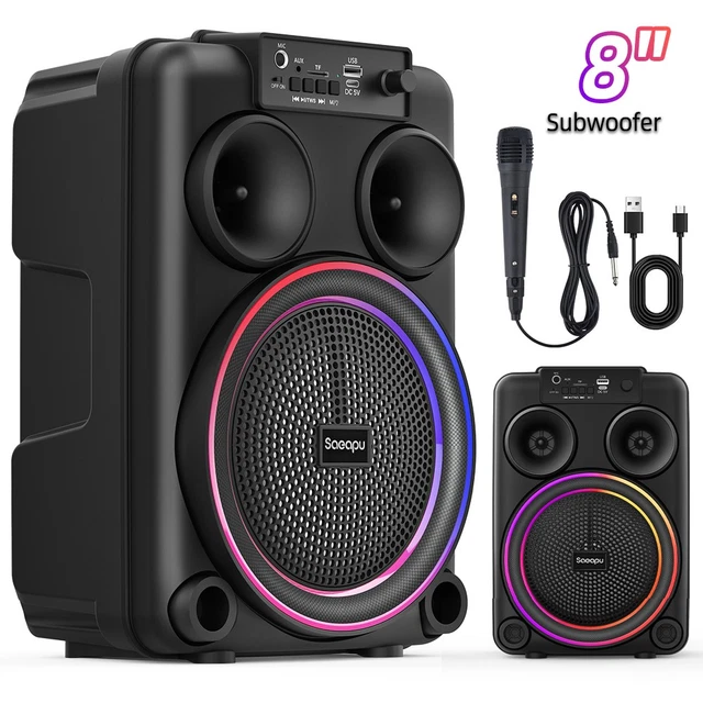 8& RGB PORTABLE Bluetooth Speaker Mic Subwoofer Heavy Bass Outdoor ...