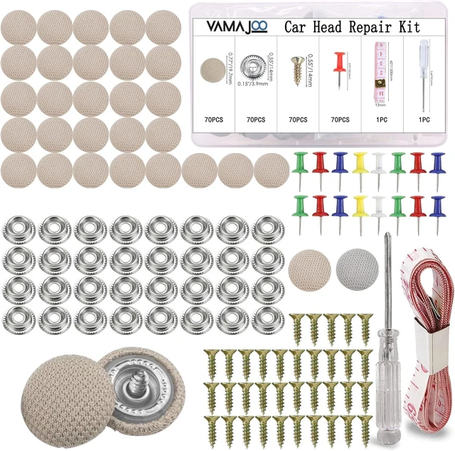 Kit Réparation Ciel De Toit Voiture - 65 Rivets Gris + Marqueurs, Tournevis, Mètre - Pour Auto, Camion, Camping-car