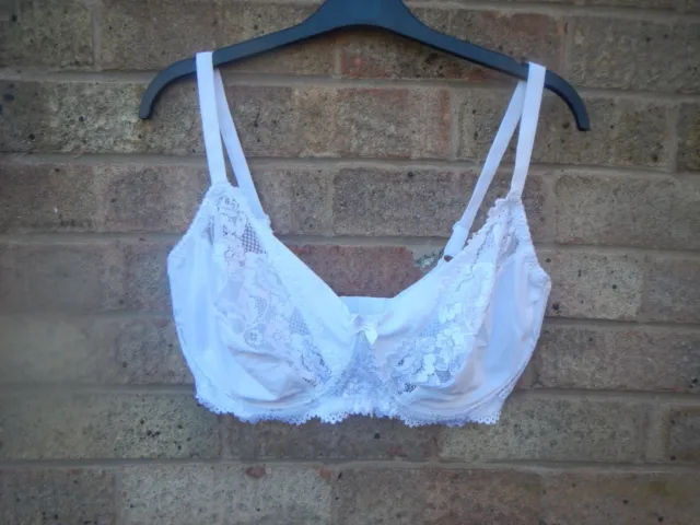 CAMILLE SOFT NON Padded Under Wired White Bra Floral Lace 38F Nwot