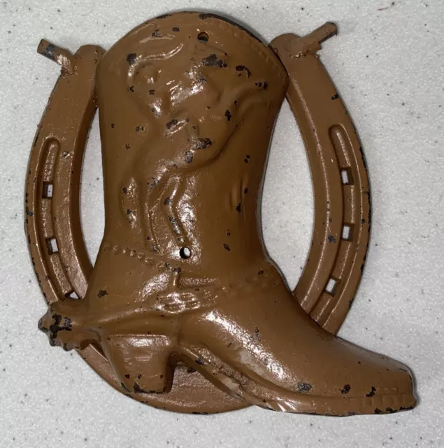 Cast Iron Cowboy Boot Horseshoe Rustic Western Decor