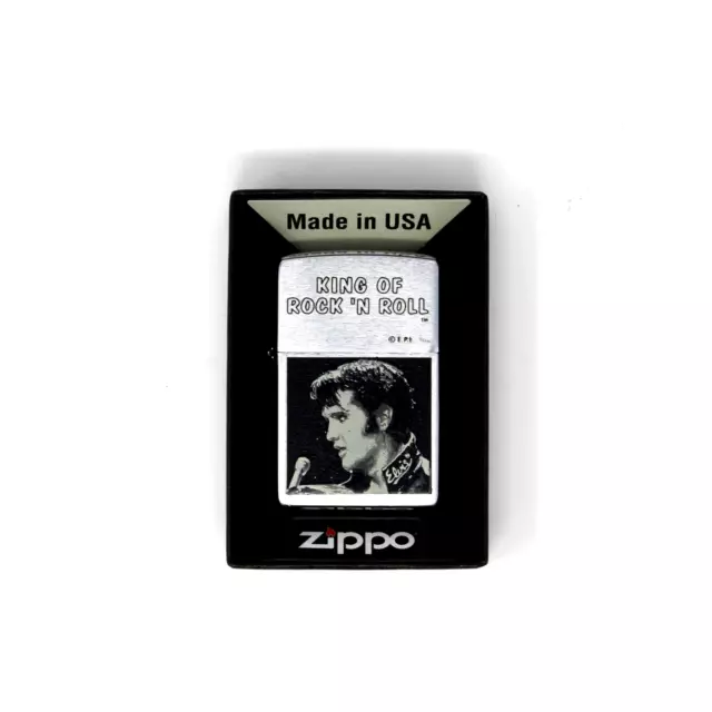2000 Zippo Elvis Presley King of Rock 'N Roll Full Size Lighter with Box!
