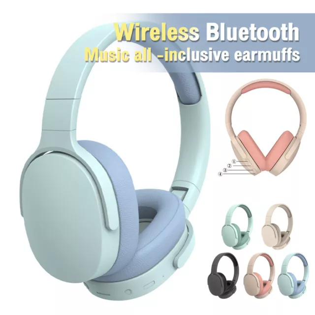 HiFi Stereo Bass Wireless Bluetooth Headphones Earphones Overhead Earpads Mic