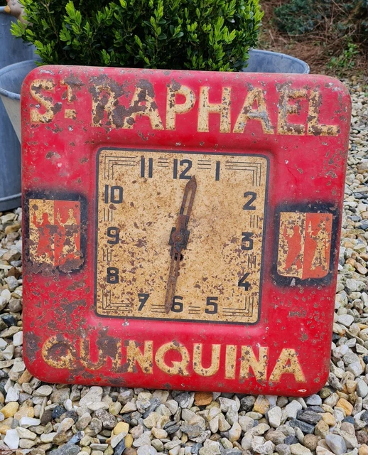 Ancienne Pendule Murale Horloge Publicitaire En Tole St Raphael Quinquina Cafe