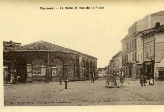 Carte RIEUMES La Halle et rue de la Poste