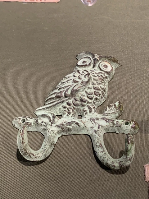 Cast Iron Wall Mount Owl Coat Hat Rack Hooks
