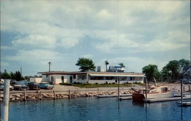 Wickford Rhode Island RI Marina House Boats Speedboats Vintage Postcard