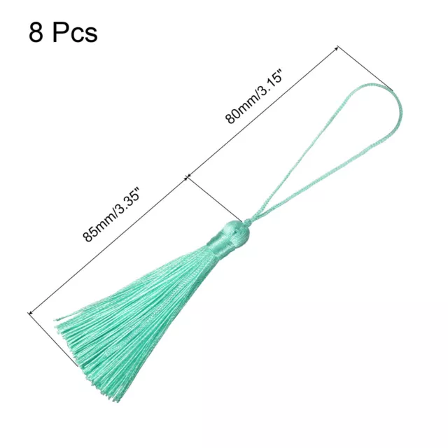 6.5 "borlas de marcador sedoso con bucle para accesorios de artesanía de bricolaje, 8pcs azul marino 2