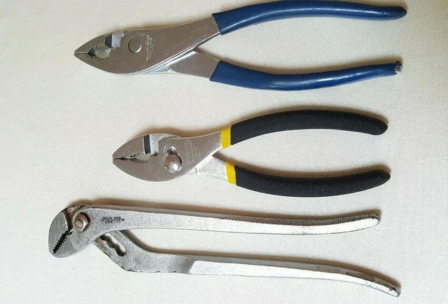 3 Steel Adjustable Pliers Stanley 84-097 PowerMaster & Tru-Fit  Used VG & Good