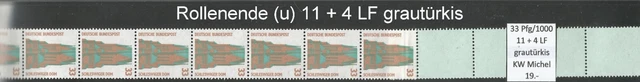 RM Sehenswürdigkeiten 33 Pfg RG 1000 ROLLENENDE 11 + 4 LF u grautürkis