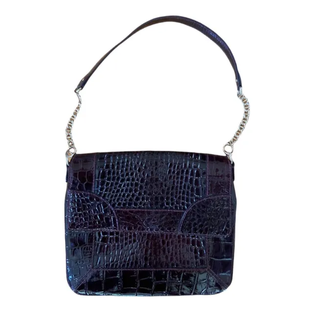 Kate Spade Burgundy Dark Red  Croc Embossed Purse Bag Handbag Short Strap