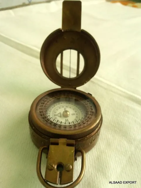 Brass Antique British Prismatic Military Vintage WW2 Mark II Pocket Compass Gift