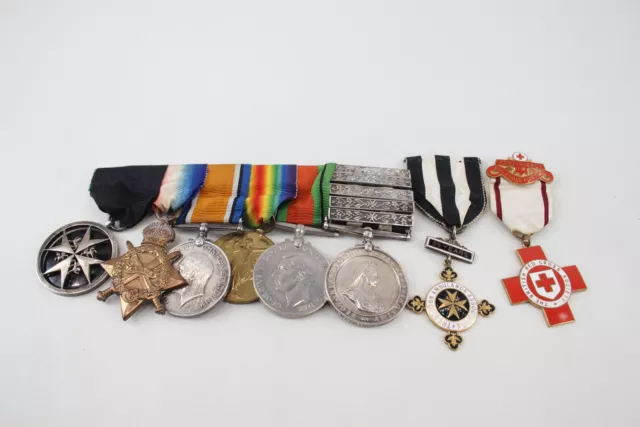 1. Weltkrieg - 2. Weltkrieg Orden des Heiligen Johannes montiert Medaille Gruppe 1. Weltkrieg Trio mit dem Namen 262 Pte E.J. Stanton
