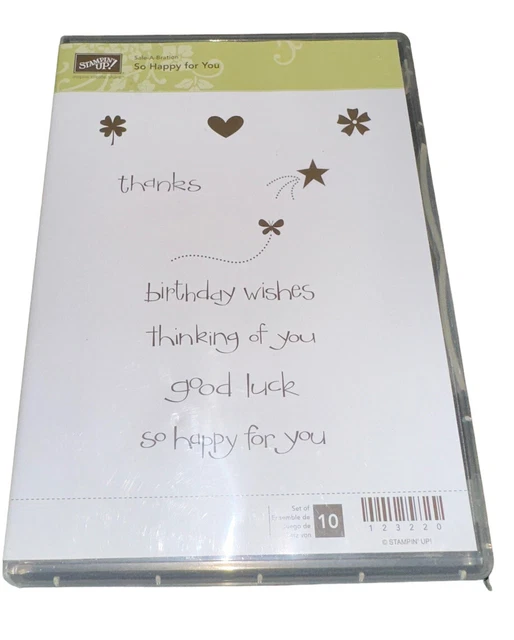 Stampin Up So Happy For You Birthday Wishes Set of 10 Rubber Stamps New