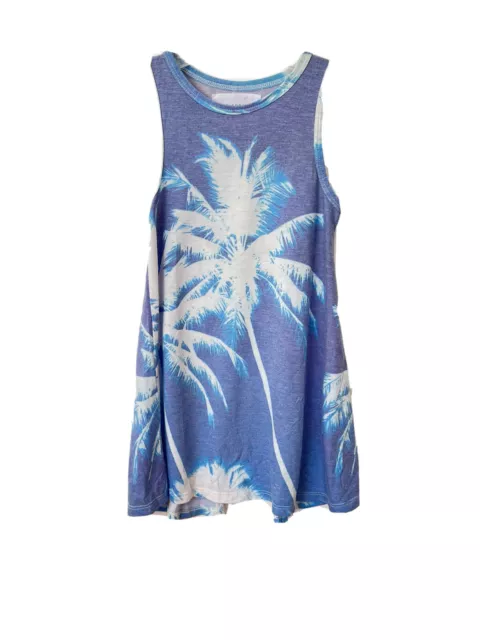 NWOT Sol Angeles Comfy Blue & White Palm Print Sleeveless Dress, Girls’  6, $52