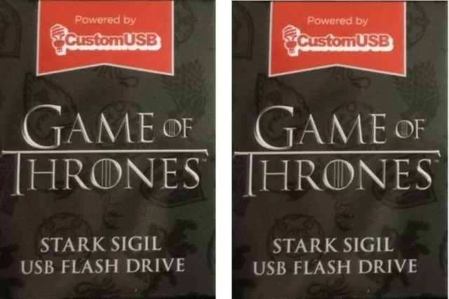 2 x Game of Thrones Stark Sigil 4gb USB thumb flash drive HBO House Dragon 2