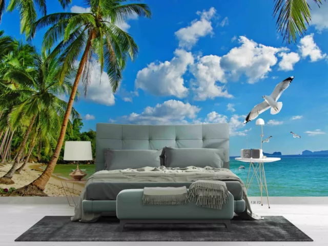 3D Sky Beach Coconut Tree Wall Murals Wallpaper Murals Wall Sticker Wall 227