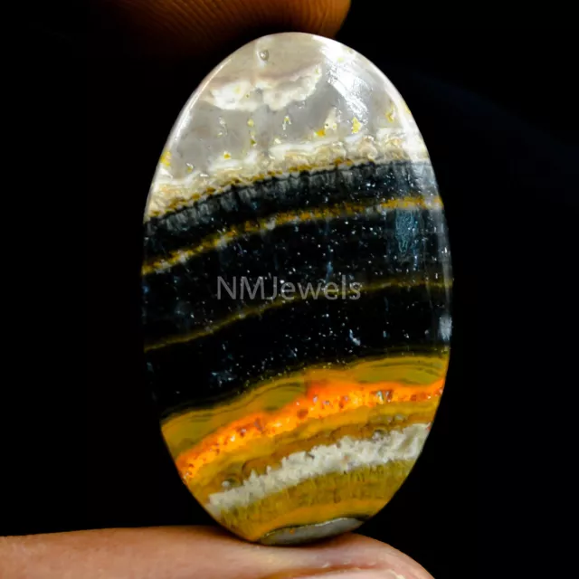 Cts. 22.00 Natural Eclipse Bumble Bee Jasper Cabochon Loose Oval Cab Gemstone