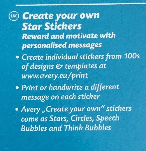Avery White Create Your Own Star Stickers 40mm diameter (Pack of 192 Stickers) 3