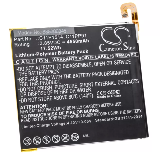 Batterie 4550mAh Li-Po pour Asus 0B200-01970000,C11P1514,C11PP91,M619