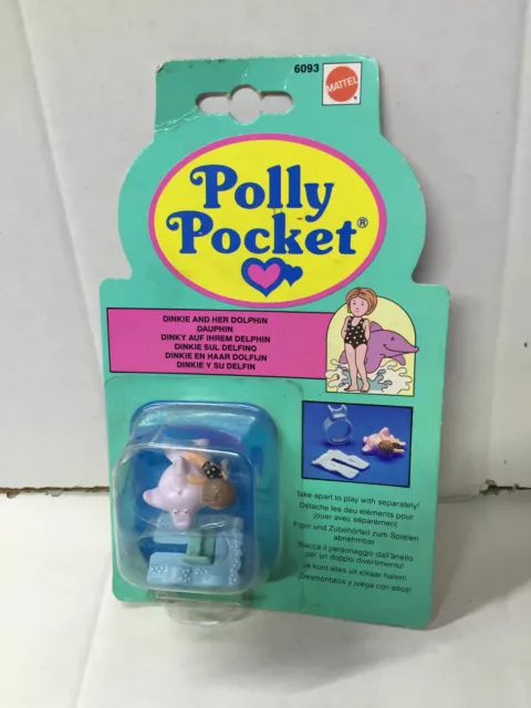 Mattel Polly Pocket ANELLO - DINKIE SUL DELFINO MOC, 1990