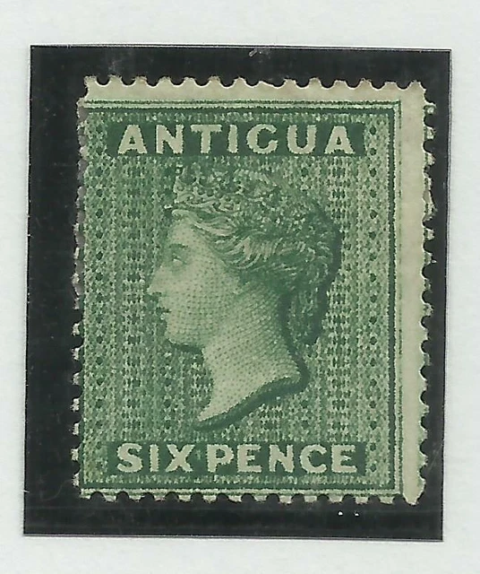 ANTIGUA 1884-87 Sg 29, 6d Deep Green WMK Crown CA perf 14 Mounted Mint. {B10-32}