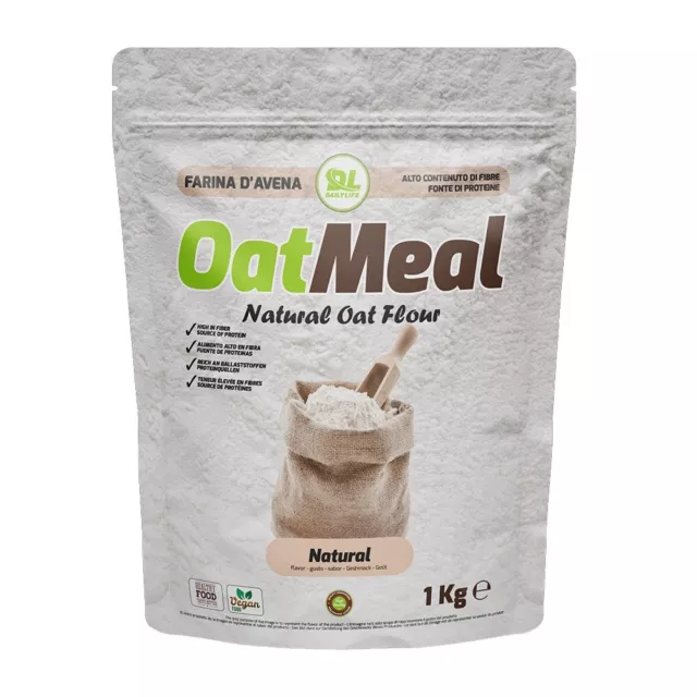 Dailylife OatMeal Natural Oat Flour  1 kg Farina d'Avena Naturale Fibre Energia