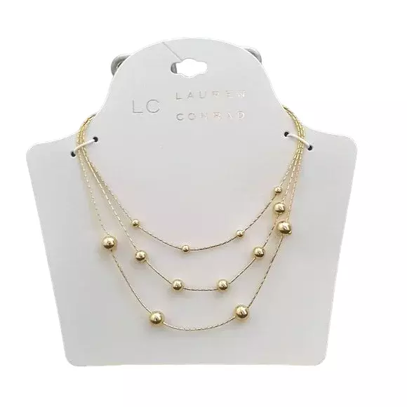 Lc Lauren Conrad Gold Tone Layered Bead Necklace Nwt Msrp $26