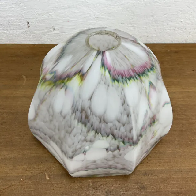 Vintage Art Deco Marbled Octagonal Glass Lamp Shade