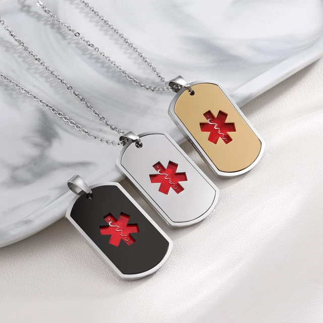 Collar Colgante de Emergencia ICE Contacto de Alerta Médica Personalizado Etiquetas de Perro
