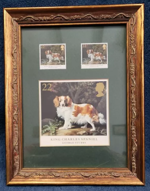 Framed UK Royal Mail STAMPS GEORGE STUBBS Cavalier King Charles Spaniel 9"X7"