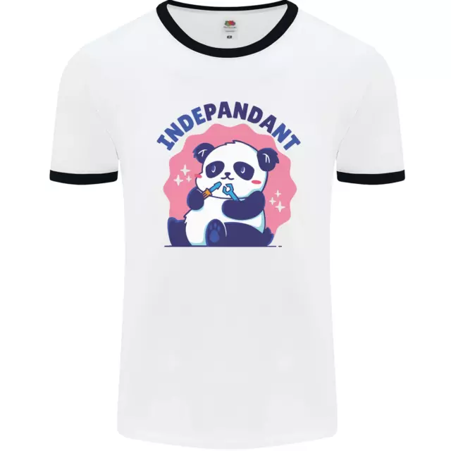 Indepandant Funny Independant Panda Bear Mens White Ringer T-Shirt