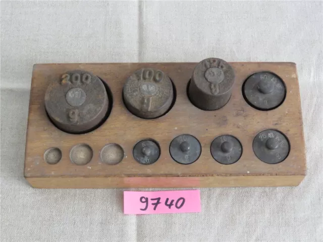 Alte Gewichte Messing Eisen ca 1929 Punze Eichstempel Gewicht in Holzkiste