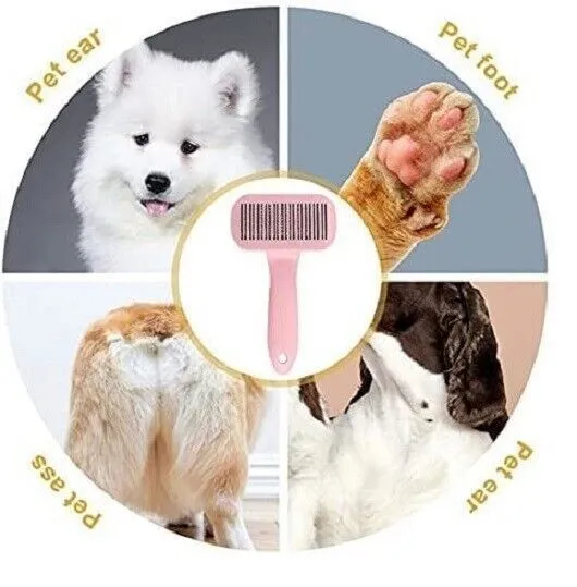Self Cleaning Dog Cat Slicker Brush Grooming Undercoat Comb Shedding Hair Tool