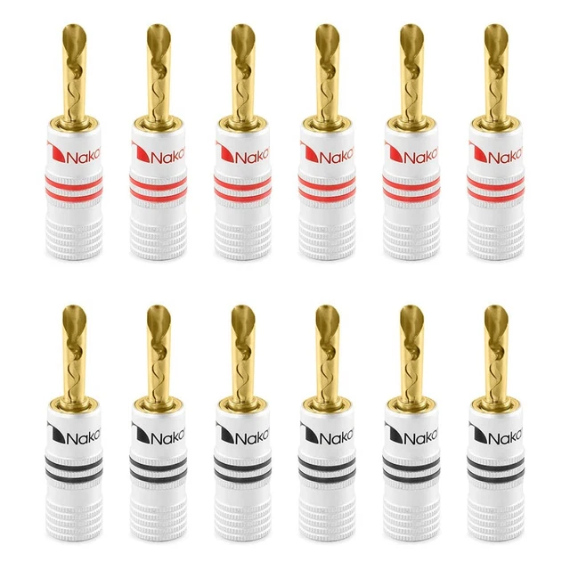 Spine A Banana Nakamichi Placcate Oro 24k - Connettori Per Altoparlanti Hi-Fi 4mm 8 Pezzi